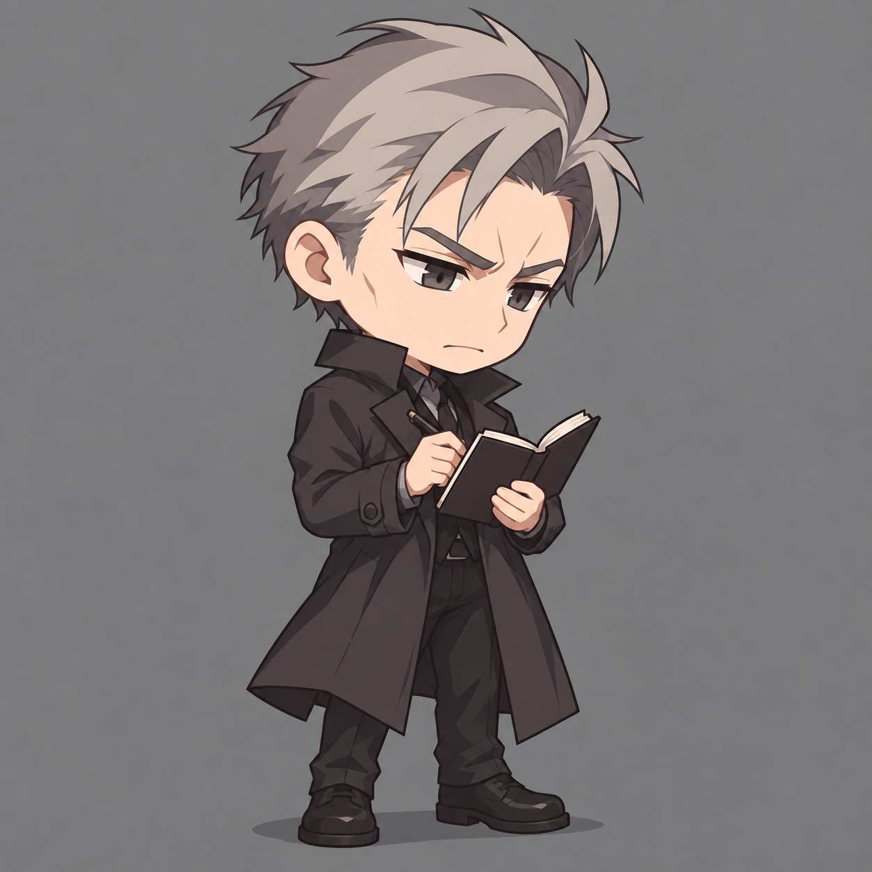 Chibi artwork of Inspector Leo taking notes